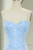 Load image into Gallery viewer, Sparkly Light Blue Mermaid Long Prom Dress With Sequined Appliques