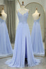 Load image into Gallery viewer, Lavender A Line Long Prom Dress With Slit