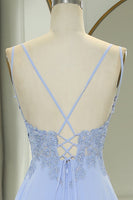 Load image into Gallery viewer, Lavender A Line Long Prom Dress With Slit