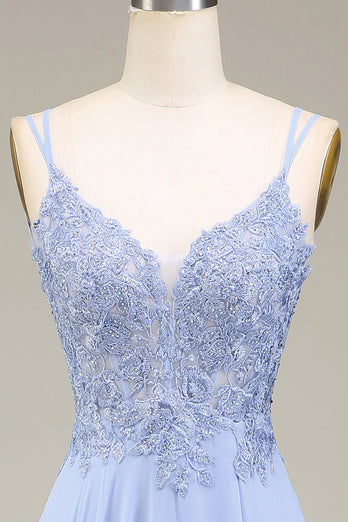 A-Line Lavender Long Prom Dress with Appliques