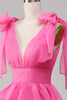Load image into Gallery viewer, Princess A-Line V-Neck Fuchsia Prom Dress With Slit