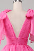 Load image into Gallery viewer, Princess A-Line V-Neck Fuchsia Prom Dress With Slit