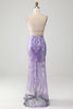 Load image into Gallery viewer, Light Purple Backless Prom Dress with Sequins