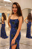 Load image into Gallery viewer, Sparkly Royal Blue Long Sequined Prom Dress With Slit