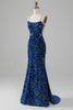 Load image into Gallery viewer, Royal Blue Mermaid Spaghetti Straps Sequins Prom Dress With Slit