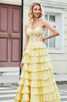 Load image into Gallery viewer, Gorgeous A Line Sweetheart Corset Lilac Prom Dress with Appliques Ruffles