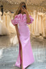 Load image into Gallery viewer, Glitter Pink Floral Mermaid Long Prom Dress With Slit