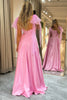 Load image into Gallery viewer, Pink A Line Backless Long Corset Prom Dress With Lace