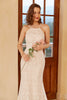 Load image into Gallery viewer, Mermaid Halter White Lace Wedding Dress with Sweep Train