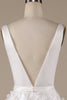 Load image into Gallery viewer, Ivory A-Line V-Neck Wedding Dress with 3D Flowers