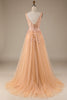 Load image into Gallery viewer, Champagne V-Neck Tulle Wedding Dress with Lace