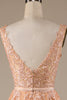 Load image into Gallery viewer, Champagne V-Neck Tulle Wedding Dress with Lace