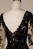Load image into Gallery viewer, Sparkly Black Long Sleeves Chapel Train Lace Wedding Dress