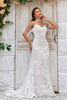 Load image into Gallery viewer, Mermaid Spaghetti Straps Ivory Wedding Dress with Fringes Lace