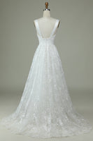 Load image into Gallery viewer, Ivory Lace V-Neck Wedding Dress with Slit