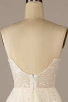 Load image into Gallery viewer, Sparkly Apricot Sweep Train Lace Wedding Dress