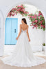 Load image into Gallery viewer, Charming A Line Spaghetti Straps Apricot Long Wedding Dress with Sweep Train