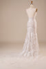 Load image into Gallery viewer, Backless Lace Ivory Wedding Dress with Sweep Train