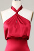 Load image into Gallery viewer, Mermaid Halter Sleeveless Burgundy Bridesmaid Dress