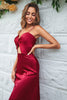 Load image into Gallery viewer, A Line Spaghetti Straps Burgundy Tea Length Bridesmaid Dress with Hollow Out