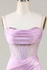 Load image into Gallery viewer, Mermaid Spaghetti Straps Lilac Long Bridesmaid Dress with Slit