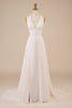 Load image into Gallery viewer, A-Line Halter Ivory Sweep Train Wedding Dress with Slit