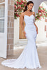Load image into Gallery viewer, Mermaid Lace-Up Back White Sweep Train Wedding Dress