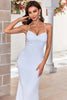 Load image into Gallery viewer, Mermaid Lace-Up Back White Sweep Train Wedding Dress