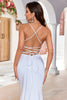 Load image into Gallery viewer, Mermaid Lace-Up Back White Sweep Train Wedding Dress