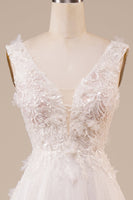 Load image into Gallery viewer, Sparkly Tulle Beaded Ivory Long Wedding Dress