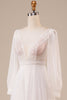 Load image into Gallery viewer, A-Line Tulle Beaded Ivory Wedding Dress with Sleeves