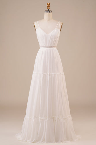 A-Line Simple Long Wedding Dress