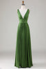 Load image into Gallery viewer, Olive Deep V-neck Sleeveless Long Bridesmaid Dress