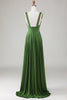 Load image into Gallery viewer, Olive Deep V-neck Sleeveless Long Bridesmaid Dress