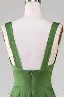 Load image into Gallery viewer, Olive Deep V-neck Sleeveless Long Bridesmaid Dress