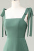 Load image into Gallery viewer, Eucalyptus Tie Straps A Line Bridesmaid Dress With Slit