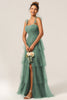 Load image into Gallery viewer, Detachable Straps A Line Eucalyptus Bridesmaid Dress