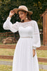 Load image into Gallery viewer, Ivory Bateau Chiffon Long Boho Wedding Dress with Lace