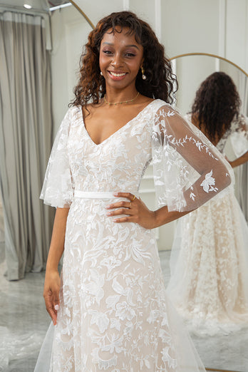 Batwing sleeve hotsell wedding dress