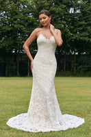 Load image into Gallery viewer, Ivory Mermaid Lace Backless Wedding Dress