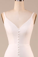 Load image into Gallery viewer, Simple Ivory Mermaid Backless Long Wedding Dress with Slit