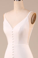 Load image into Gallery viewer, Simple Ivory Mermaid Backless Long Wedding Dress with Slit
