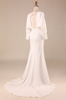 Load image into Gallery viewer, Simple Ivory Mermaid Long Sleeves Deep V-Neck Wedding Dress