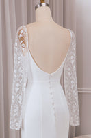 Load image into Gallery viewer, Ivory Trumpet Sweetheart Neck Satin Bridal Dress with Lace Long Sleeves