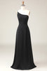 Load image into Gallery viewer, Black A-line Chiffon One Shoulder Floor Length Bridesmaid Dress