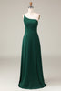Load image into Gallery viewer, Black A-line Chiffon One Shoulder Floor Length Bridesmaid Dress