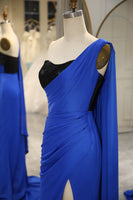 Load image into Gallery viewer, Royal Blue Mermaid One Shoulder Long Prom Dress With Slit