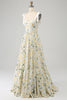 Load image into Gallery viewer, Ivory A-Line Floral Long Prom Dress
