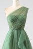 Load image into Gallery viewer, Dark Green Tulle A-Line One-Shoulder Long Prom Dress