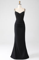 Load image into Gallery viewer, Mermaid Black Beaded Prom Dress with Ruffles